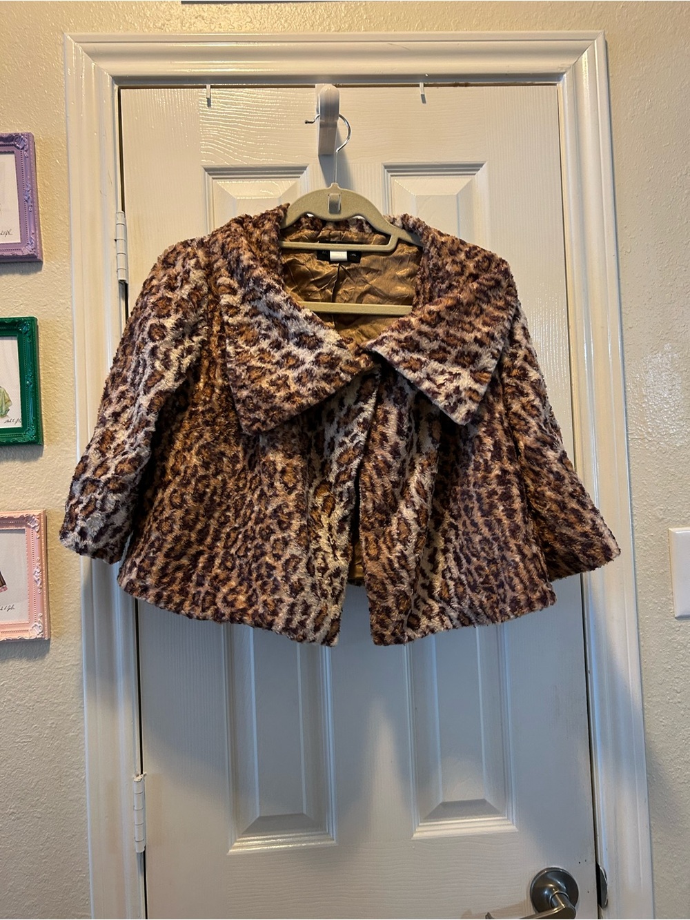 Moda International Girls' Leopard Faux Fur Coat - Brown & Cream